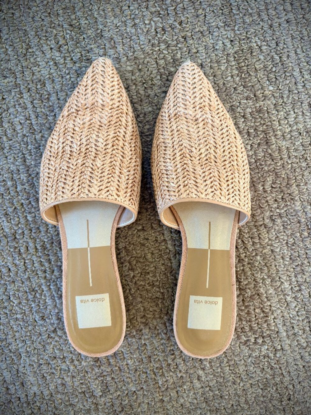 Dolce Vita "Ezra" Pointed Natural Raffia Flats, 7M - Picture 7 of 14